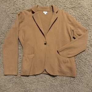 EUC J. Crew Schoolboy Sweater Blazer in heathered acorn (camel) sz L